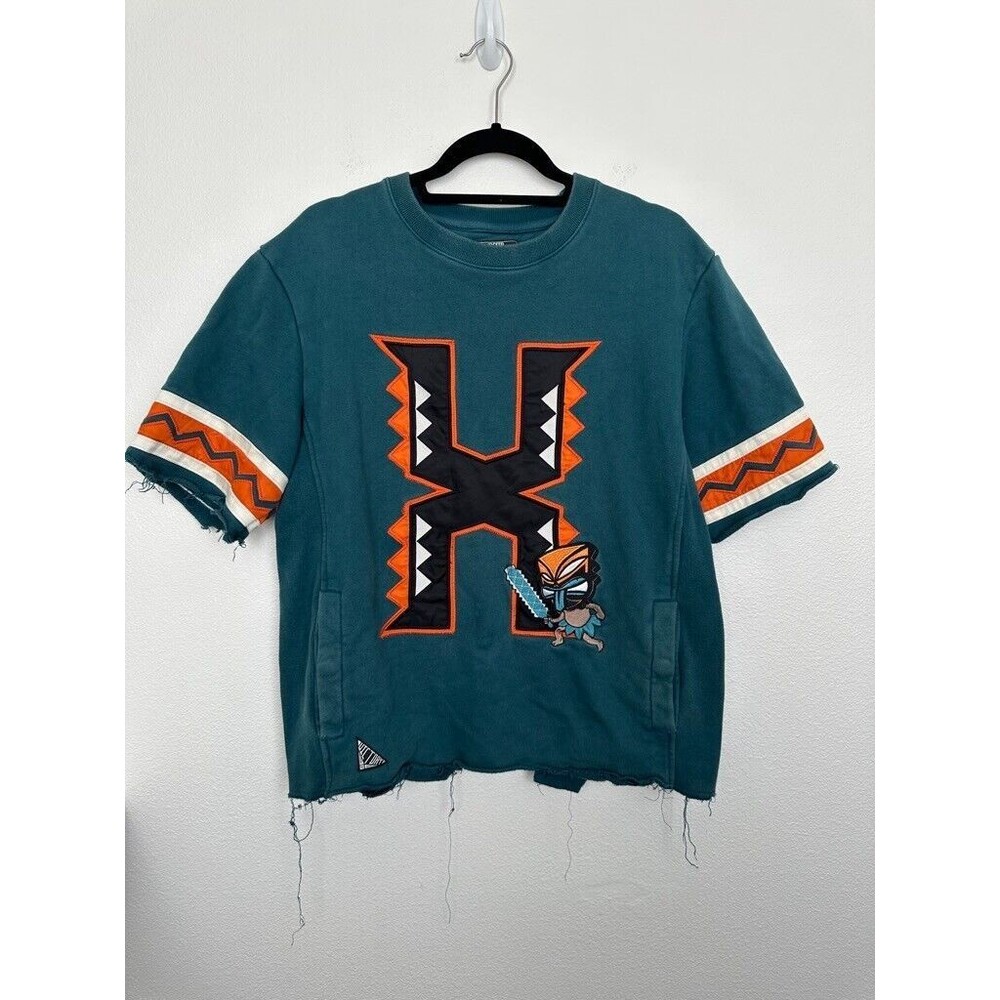 10 Deep Victory The Warriors Sweatshirt in Teal Cropped Crewneck Pockets Large